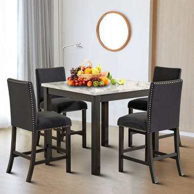 Andover Mills Aadvik 5 Piece Solid Wood Top Dining Set Reviews Wayfair